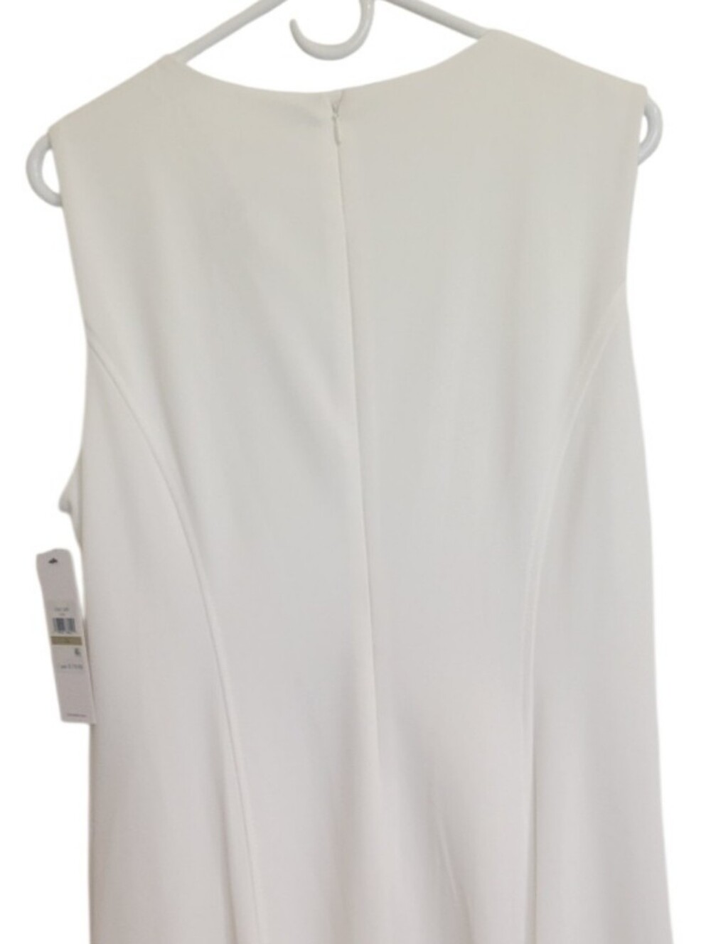 CALVIN KLEIN Ivory Scuba Crepe Fit & Flare Sleeveless Summer Dress NWT - Picture 7 of 10